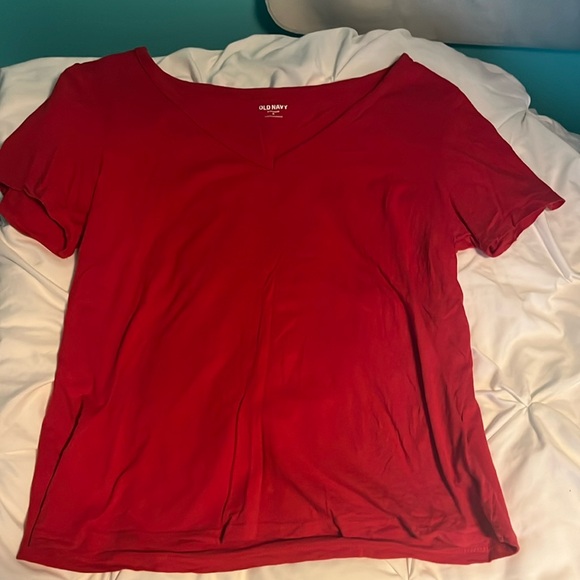 Old Navy Red V-Neck T Shirt - Picture 2 of 8
